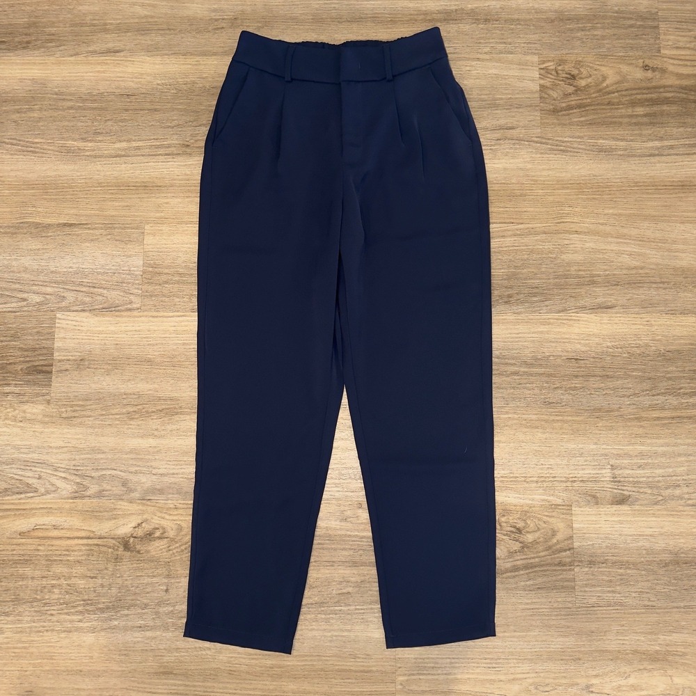 Halara Navy Blue High Waisted Pleated Tapered Dress Pants Small NWT 02704662